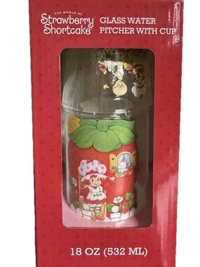 Strawberry Shortcake Red Glass Water Pitcher with Cup